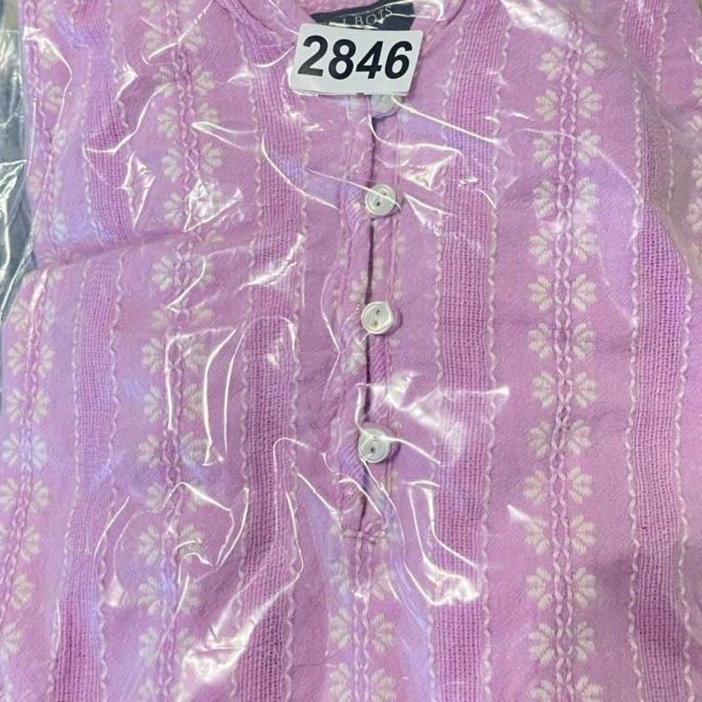 Talbots Petite Lavender Purple Cotton Floral Embroidered Henley Blouse SP 2846 - Picture 7 of 7